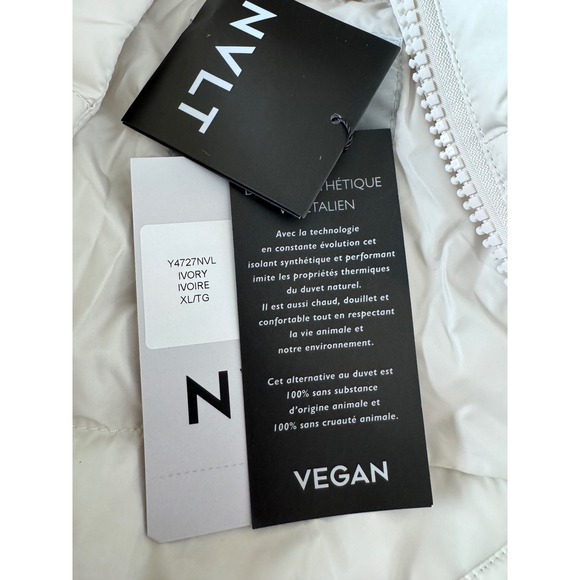 NVLT Womens XL TG Puffer Jacket Winter Warm Quilted Hooded Ivory White - Picture 5 of 10